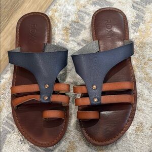 Roxy Brown and Blue Leather Sandals